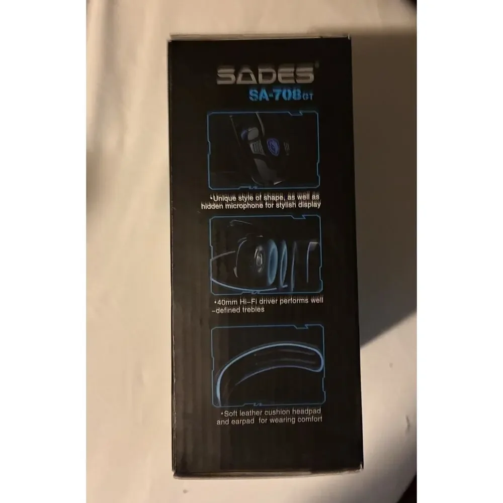 SADES SA-708GT Stereo Gaming Headset w/ Mic 3.5mm Wired Black/Blue